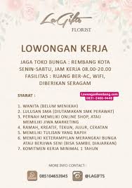 Apalagi sejak agustus 2020 lalu, logam mulia ini menembus harga rp1 juta per gram. Lowongan Kerja Jaga Toko Bunga La Gifts Rembang Lowongan Rembang