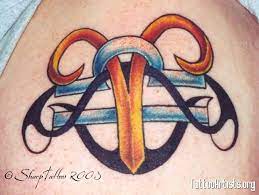 Signs Combined Tattoo Design Black Ink Zodiac Signs Combined Tattoo Aries Tattoo Aries Tattoo Ideas Aries And Libra Tattoo