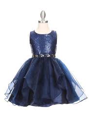 Navy Short Organza Sequin Dresses Girls Christmas Dresses Girls Sequin Dress Flower Girl Dresses Navy