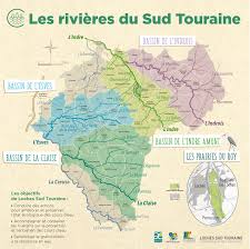 La Carte Vectorielle Des Rivieres Du Sud De La Touraine Parc A Theme Paysage Vectoriel