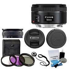 Canon Ef 50mm F 1 8 Stm Lens For Canon Cameras With 3 Piece Filter Kit Uv Cpl Fld Lens Cleaning Kit