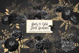 Fake rose wedding bouquet with rhinestones (white, gold, 9 x 12 in) 4.7 out of 5 stars 61. Black And Gold Floral Bouquets Clipart Graphic By Digital Curio Creative Fabrica