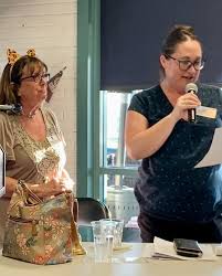 Scott passed the gavel and Lion President Mary Hollen led her first meeting  of the new year last night.