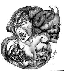 Demon Woman Tattoo Design By Rainingrainy On Deviantart Demon Woman Tattoo Demon Tattoo Tattoos For Women
