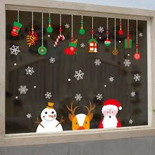 Christmas Window Xmas Santa Claus Removable Wall Decals Diy Home Decor Glass Door Decal Office Christmas Decorations Christmas Wall Stickers Classroom Christmas Decorations