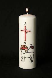 According To Catholic Encyclopedia From Holy Saturday Until Ascension Day The Paschal Candle Is Left With Its Catholic Candles Paschal Candle Baptism Candle