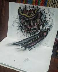 Ular menyusur akar takkan hilang bisanya. 3d Art Oni Samurai By Krisna Yusuf 3 D