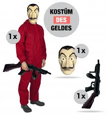 • geniale kostüme für karneval zum selber machen. 3 In 1 Haus Des Geldes Kostum Mit Maske Gewehr Overall Rot