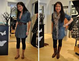 Chambray Shirt Dress With Tights Ejkn5jw Jpg 584 452 Chambray Shirt Dress Denim Shirt Dress Chambray Dress