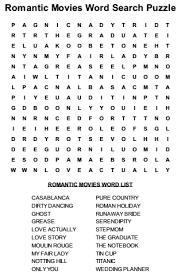 Romantic Movies Word Search Puzzle Romantic Movies Words Word Search Puzzles