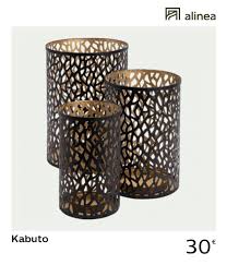 Alinea Decoration Kabuto Lot De 3 Photophores En Metal Brun Bougeoirs Decoration Bougies Photophore