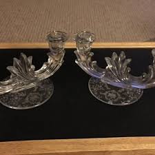 Materials used borax powder mason jar/ glass container pipe cleaners metal wire food coloring scissors candles something to stir with! Best Vintage 1940 S Crystal Baroque Double Candle Holders With Etching On The Bases For Sale In Lakeland Florida For 2021