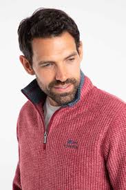 Newark Eco 1/4 Zip Grid Fleece Rhubarb