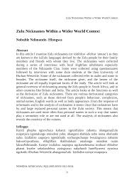 Family clan names of xhosa people. Pdf Zulu Nicknames Within A Wider World Context