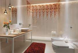 White Floral Bathroom Tile Design Italian Bathroom Design Apartment Bathroom Design Modern Bathroom Design