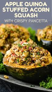 Quinoa And Apple Stuffed Acorn Squash Recipe Gluten Free Sides Dishes Winter Side Dishes Acorn Squash