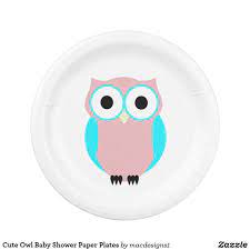 Cute Owl Baby Shower Paper Plates Zazzle Com In 2021 Baby Shower Paper Pink Owl Baby Shower Owl Baby Shower