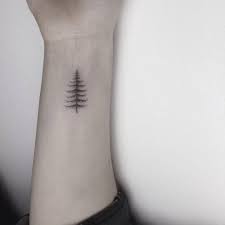 Hand Poked Small Pine Tree Tattoo On The Left Little Tattoos Simple Tree Tattoo Tree Tattoo Small Tiny Tree Tattoo