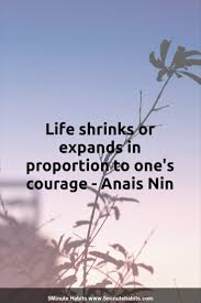 Life Shrinks Or Expands In Proportion To One S Courage Anais Nin 5 Minute Habits