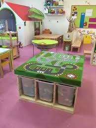 Idee In De Verschillende Bakken Kunnen Verschillende Dingen Zitten Blokken Lego Daycare Decor Daycare Rooms Playroom