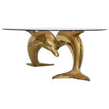 Massive Brass Coffee Table In Form Of Two Dolphins Brass Coffee Table Table Glass Top Table