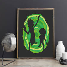 Rick And Morty Poster Portal Black Rick Sanchez Morty Smith Geek Decor Digital Print By Alcateia Art Hippie Painting Rick And Morty Poster Art