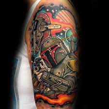 Boba fett logo boba fett tattoo star wars boba fett jango fett star wars tattoo star wars poster star wars art kritzelei tattoo anniversaire star wars more information. Top 101 Star Wars Tattoo Ideas 2021 Inspiration Guide Star Wars Tattoo Star Tattoos War Tattoo