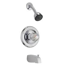 Delta Classic 1 Handle Tub And Shower Faucet Trim Kit In Chrome Valve Not Included Grey Tub Shower Faucets Shower Faucet Shower Tub