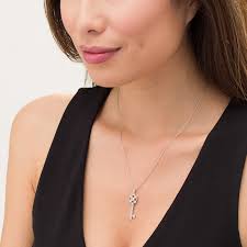 3.6mm Lab-Created White Sapphire Clover-Top and Heart Key Pendant in  Sterling Silver