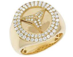 Men S 10k Yellow Gold Real Diamond Custom Mercedes Pinky Designer Ring 1 Ct 20mm Ebay