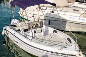 3)the hull design helps the boat to keep the plane on low speed with less power 4)the correct combination of boat and engine. Offshore Mallorca Raniere Sport Boat 15hp 6pax Alcudia Without Licence