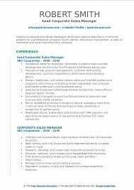 They work with and reports to the sales manager. Corporate Sales Manager Resume Samples Qwikresume