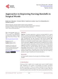PDF) Approaches to Improving Nursing Handoffs in Surgical Wards