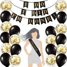 How to break up a happy divorce. Amazon Com Divorce Party Decorations Kit 10 Divorce Photo Booth Props I Do I Did I M Done Banner Divorcee Sash 10 Gold Confetti Balloons And 10 Black Balloons Kitchen Dining