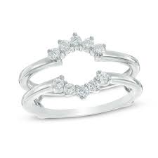 1 3 Ct T W Diamond Flower Frame Solitaire Enhancer In 10k White Gold Diamond Wedding Bands Wedding Rings Solitaire Wedding Ring Enhancers