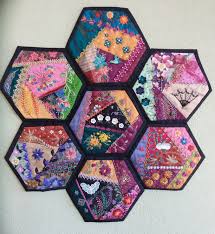 Mindy S Wall Hanging Hexagon Quilt Pattern Crazy Quilts Crazy Patchwork