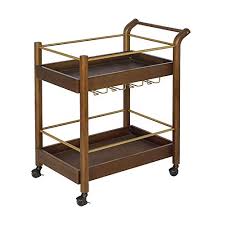 Restaurant serving carts on wheels. Lazzo Bar Serving Cart Home Kitchen Wine Cart With Goblet Glass Holder Handle Rack Spherical Wheels Rolling 2 Wood Metal Stroage Shelves Rustic Mobile Serving Trolley For Home Restaurant Brown Pricepulse