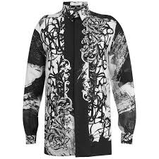 Black And White Long Sleeve Top Mens Versace Men S Patterned Long Sleeve Shirt Black White Long Sleeve Shirt Men Slim Fit Mens Shirts Versace Men
