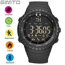 gimto smart watch men led eletronicos digital outdoor sport watch with pedometer stopwatch alarm clock militar relogio bluetooth