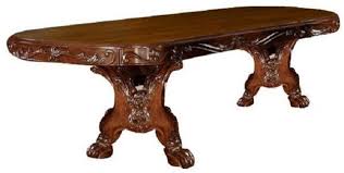 Practical and design, this table can be used as a writing table and transform to the dining table in one movement. Acme Furniture Dresden Cherru Oak Double Pedestal Dining Table 12150 Weathers