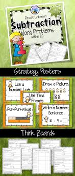 These Think Boards Help Students To Solve Result Unknown Subtraction Word Problems Within 20 Using A Subtraction Word Problems Word Problems Free Math Lessons