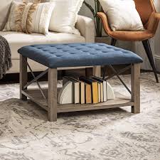 Vasagle copadion ottoman coffee table, square coffee table with storage, for living room, metal and padded synthetic leather, industrial style, rustic brown ulct77bx. Coffee Table Vs Ottoman This Is What S Better