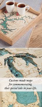 Lake Art Custom Made Serving Tray Wooden Map