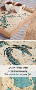 lake art custom made serving tray wooden map