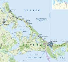 Its landscape is hilly and spacious, features lovely beaches, grasslands and woods as well as rivers and lakes; Usedom Wikipedia
