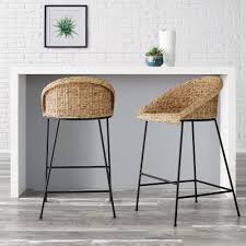 Black And White Wicker Bar Stools Stylewell Stylewell Black Metal Bar Stool With Back And Natural Seat 21 42 In W X 38 25 In In 2020 Wicker Bar Stools Bar Stools With Backs Bar Stools Kitchen Island