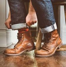 How about some brown leather boots with a grey suit? Tan Leather Ankle Boot Handmade Men Round Style Brown Leather Boot Footeria