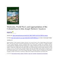 PDF) Modernity, World War I, and Appropriations of the Colonial Gaze in  John Joseph Mathews' Sundown