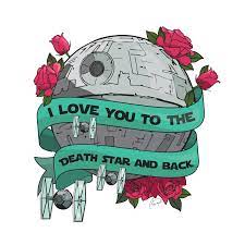 I Love You To The Death Star Back All Over Graphic Tee By Aart By The Backwater Co Large Death Star Tattoo Star Wars Poster Star Doodle