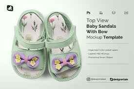 Download Topview Baby Sandals With Bow Mockup Design Cuts